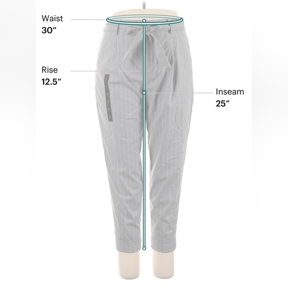 Banana Republic Gray Striped Paperbag Waist Pants – Size 10 - Picture 4 of 5